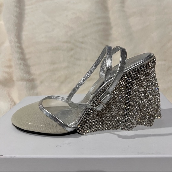 Kate Cate Shoes - NIB Stunning Kate Cate Silver Crystal Embellished Heels w Slingback size EU 38